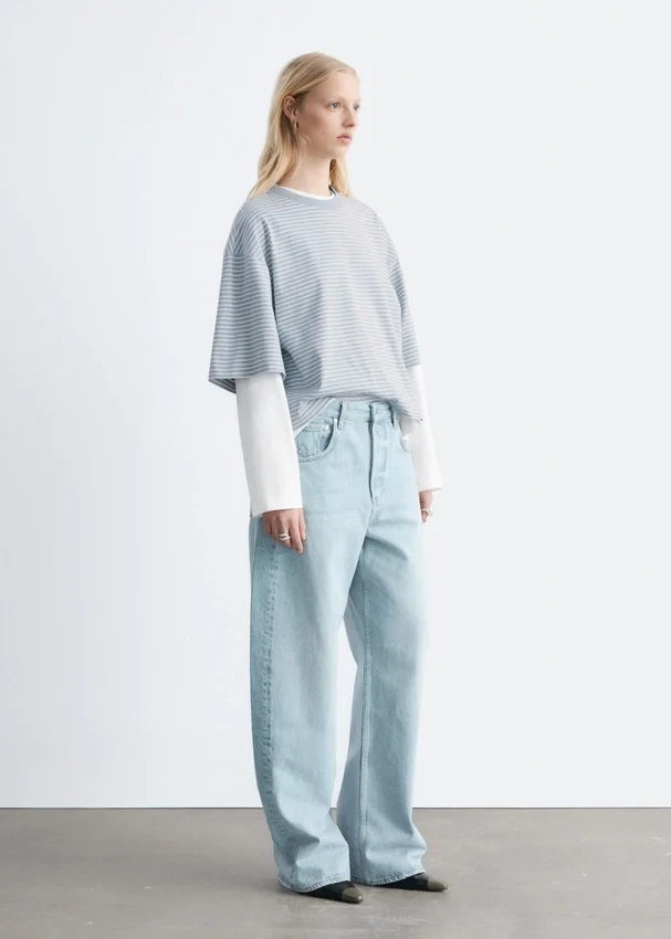Oversized-T-Shirt aus Baumwolle mit Streifenmuster Oversized-T-Shirt aus Baumwolle mit Streifenmuster