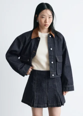 Plissierter Denim-Minirock