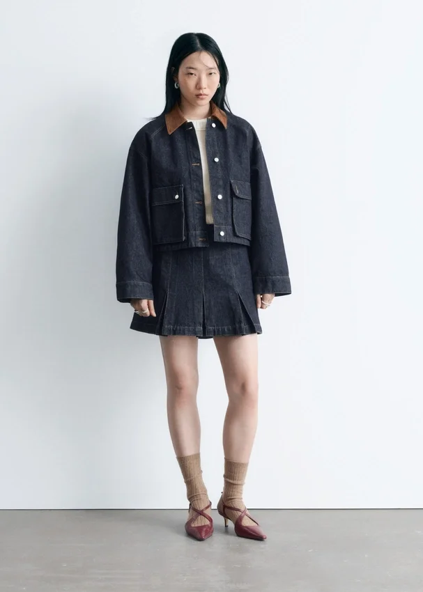 Plissierter Denim-Minirock Plissierter Denim-Minirock