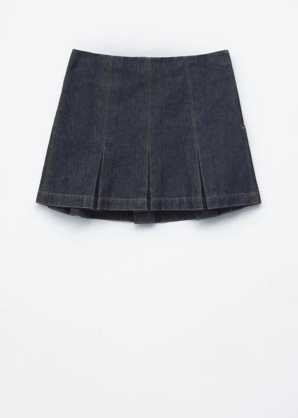 Plissierter Denim-Minirock Plissierter Denim-Minirock