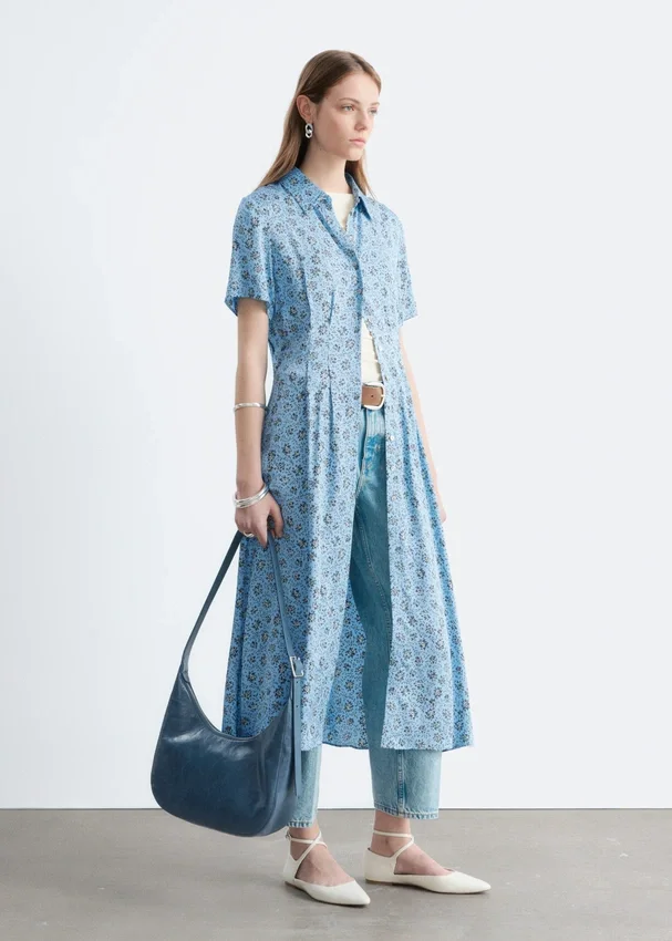 Plissiertes Hemdkleid Plissiertes Hemdkleid