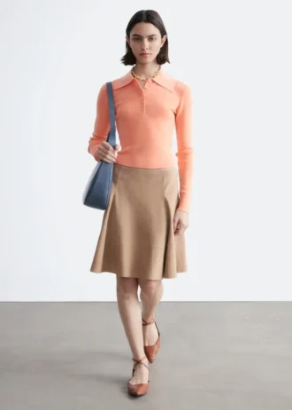 Polo-Shirt aus Merinowolle mit Rippstrick