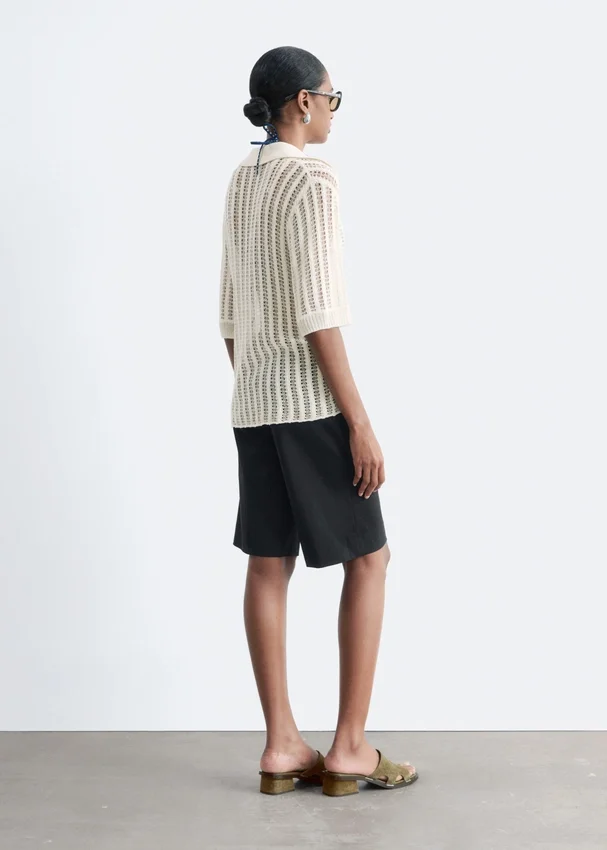 Polo-Shirt aus offenem Strick Polo-Shirt aus offenem Strick