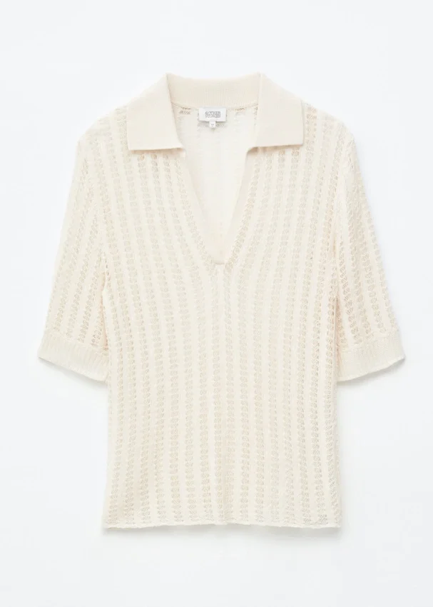 Polo-Shirt aus offenem Strick Polo-Shirt aus offenem Strick