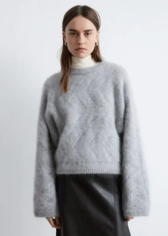 Pullover aus Mohair-Mischung mit Zopfmuster