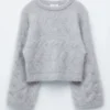 Pullover aus Mohair-Mischung mit Zopfmuster
