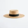 Raffia-Strohhut mit Ripsbandbesatz