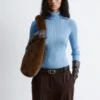 Rippgestrickter Lurex-Rollkragenpullover