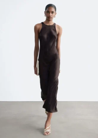 Ärmelloses Midikleid aus Satin
