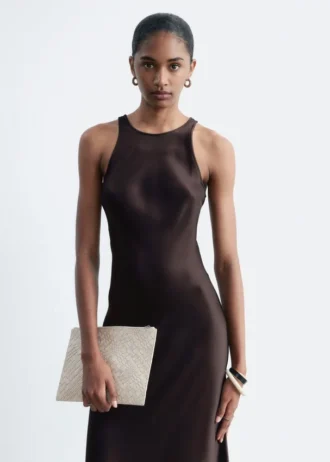 Ärmelloses Midikleid aus Satin