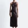 Ärmelloses Midikleid aus Satin