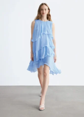 Ärmelloses Minikleid mit Rüschen