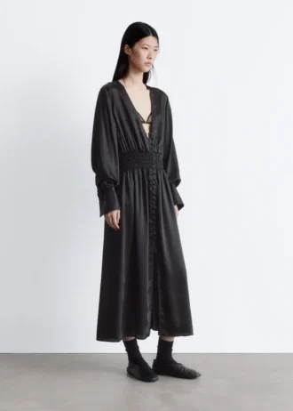 Satin-Midi-Shirtkleid