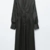 Satin-Midi-Shirtkleid
