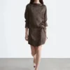 Satin-Minikleid mit Bindeband