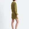 Satin-Minikleid mit Bindeband