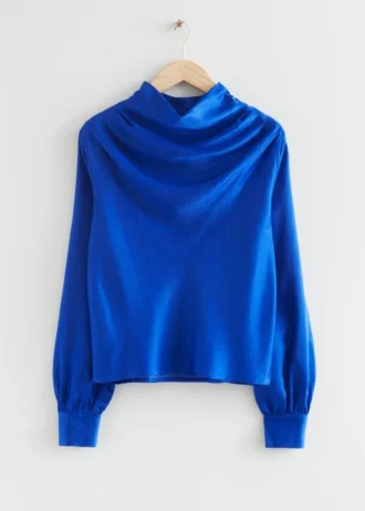 Satinbluse mit Wasserfallausschnitt