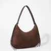 Schultertasche aus Wildleder mit Fransen