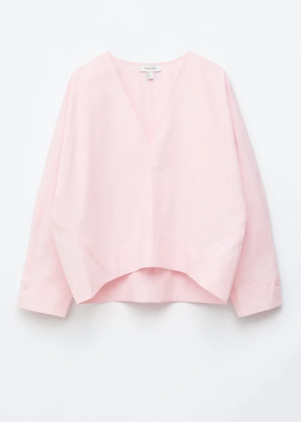 Skulpturale Baumwoll-V-Ausschnitt-Bluse Skulpturale Baumwoll-V-Ausschnitt-Bluse