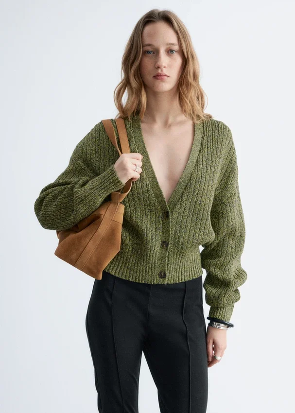 Strick-Cardigan aus Baumwolle mit Rippstrick Strick-Cardigan aus Baumwolle mit Rippstrick