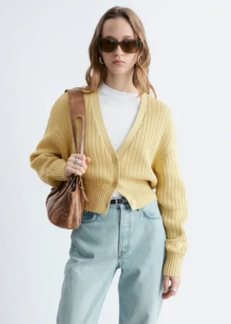 Strick-Cardigan aus Baumwolle mit Rippstrick Strick-Cardigan aus Baumwolle mit Rippstrick