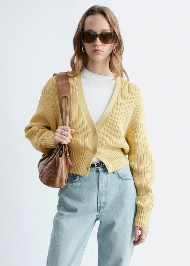 Strick-Cardigan aus Baumwolle mit Rippstrick Strick-Cardigan aus Baumwolle mit Rippstrick