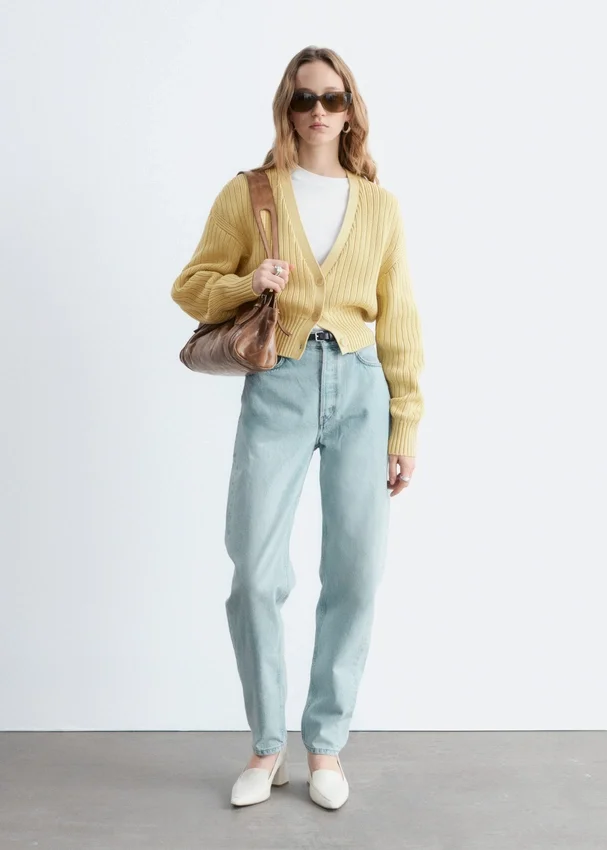 Strick-Cardigan aus Baumwolle mit Rippstrick Strick-Cardigan aus Baumwolle mit Rippstrick