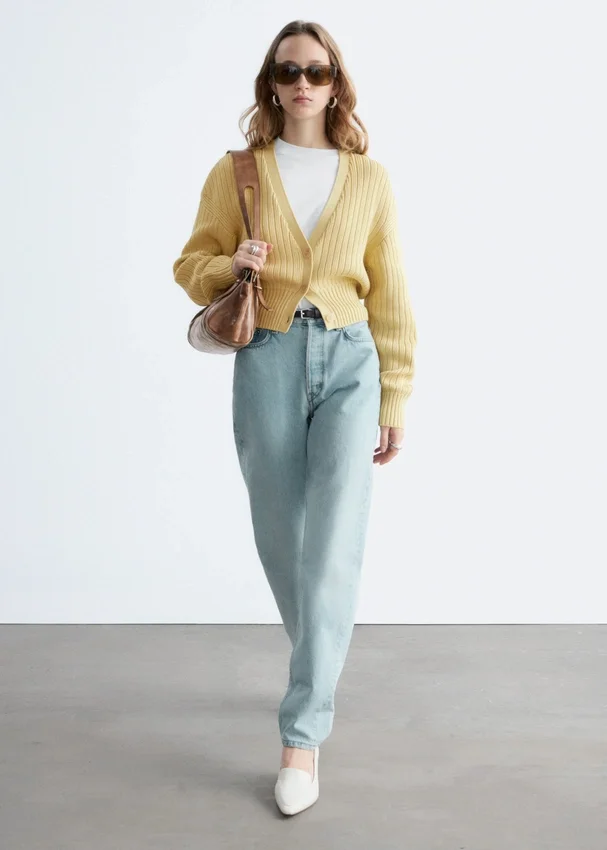 Strick-Cardigan aus Baumwolle mit Rippstrick Strick-Cardigan aus Baumwolle mit Rippstrick