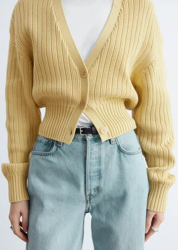 Strick-Cardigan aus Baumwolle mit Rippstrick Strick-Cardigan aus Baumwolle mit Rippstrick