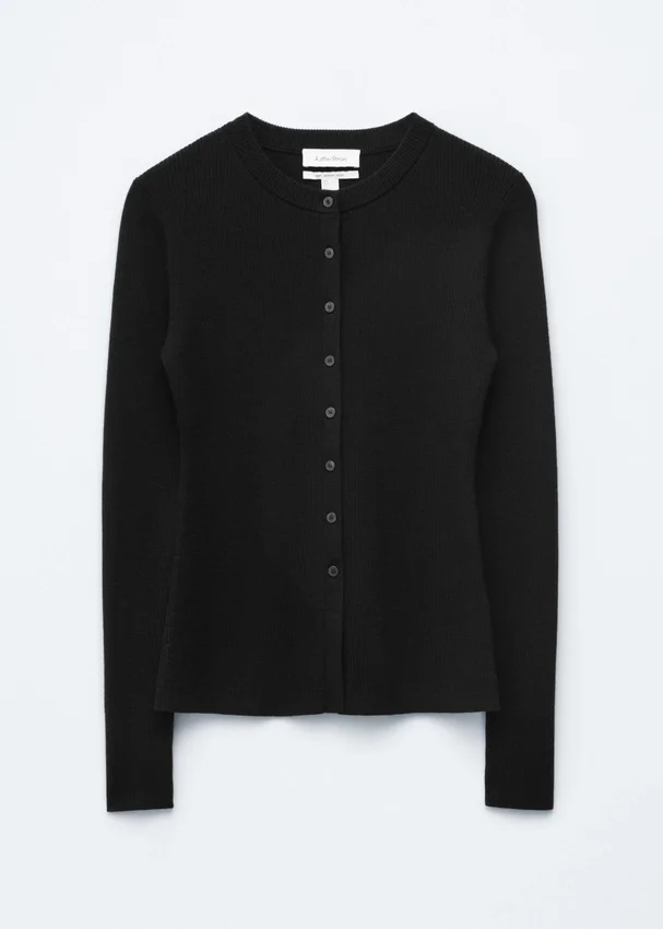 Strick-Cardigan aus Merinowolle mit Rippmuster Strick-Cardigan aus Merinowolle mit Rippmuster