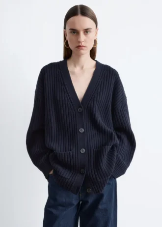 Strick-Cardigan mit Rippbündchen