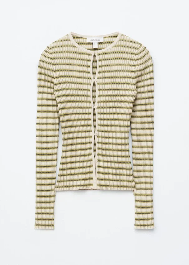 Strickcardigan mit Schlüssellochausschnitt und Rippbündchen vorne Strickcardigan mit Schlüssellochausschnitt und Rippbündchen vorne