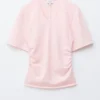 T-Shirt mit gerafftem V-Ausschnitt T-Shirt mit gerafftem V-Ausschnitt