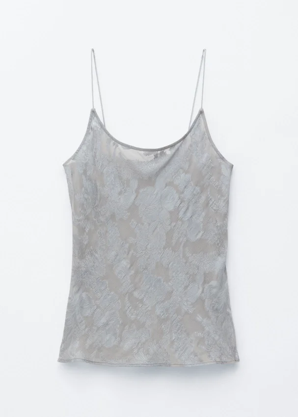 Transparentes Satin-Jacquard-Top Transparentes Satin-Jacquard-Top