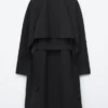 Trenchcoat aus Wolle mit Bindegürtel