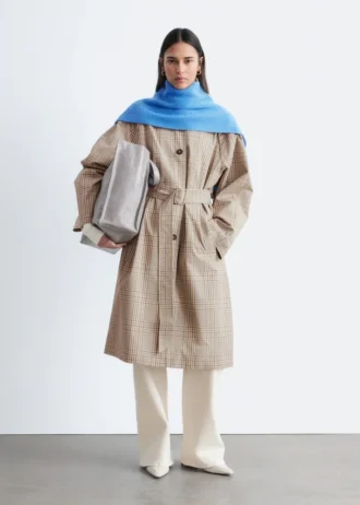 Trenchcoat mit kariertem Muster und Schnallengürtel