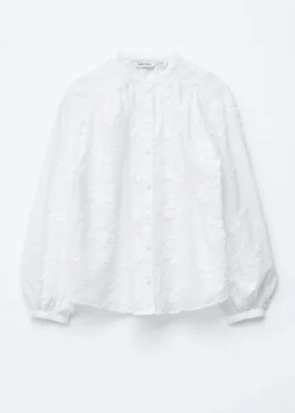 Voluminöse Bluse mit Blumenapplikationen